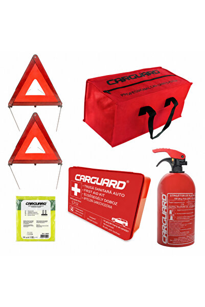CarGuard Kit Auto Obligatoriu – Trusă Medicală, Stingător, 2 Triunghiuri Refl...