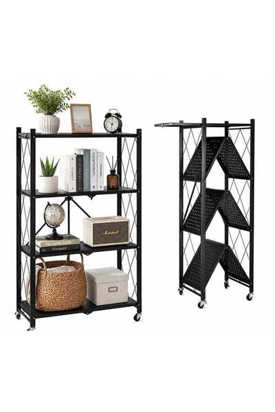 TOSHIONICS Foldable Storage Rack Metal Black 126x71x35cm