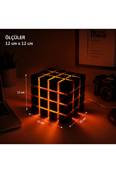 BlockandBricks Shadow Cube Masa Lambası – Gölge Efektli USB Bağlantılı