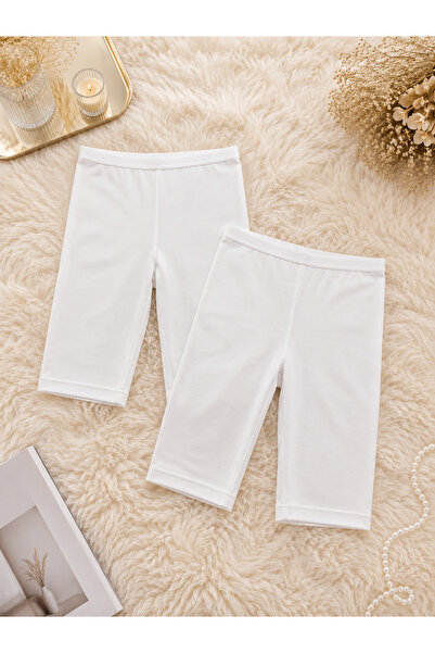 ROZELT Women's Clothing White Cotton & Modal 2-Piece Above-Knee Leggings