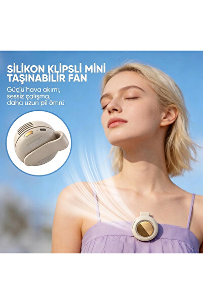 RADOON Taşınabilir Klipsli Mini Fan - USB Şarj Edilebilir 3 Kademeli Hız Ayarlı, Sessiz Motorlu, Bel ve Yaka Tipi Giyilebilir Vantilatör
