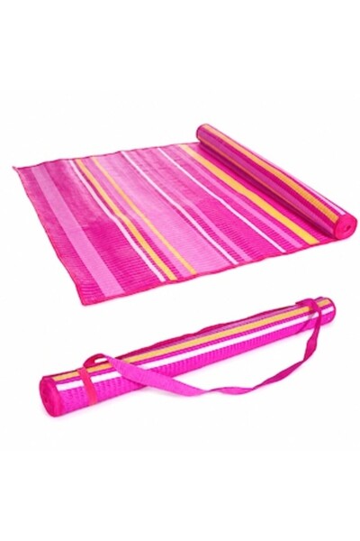 SHOPIENS Saltea de plajă rulabilă din PP, roz fuchsia, cu dungi și design col...