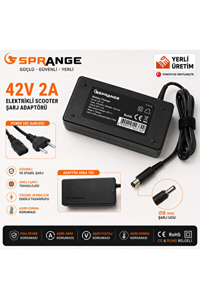 SPRANGE Yerli Üretim 42 V 2 A Elektrikli Scooter Şarj Adaptörü 8mm Xiaomi M36...
