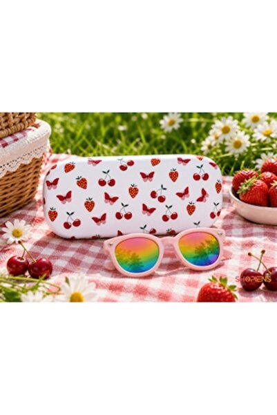 SHOPIENS Set de ochelari de soare pentru fete cu ramă roz pudră, lentile ogli...