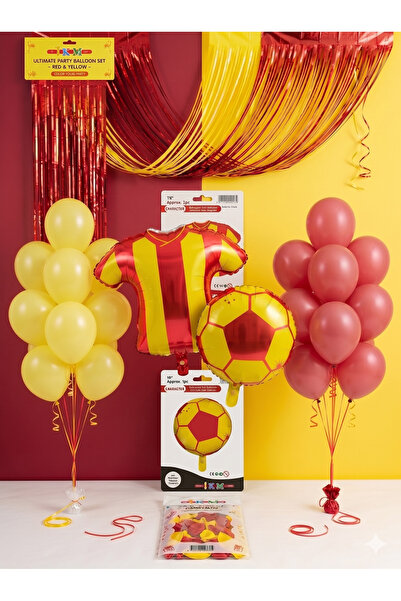 Öz-bal Yellow Red Fan Football Concept Backdrop Curtain Jersey and Ball Foil ...