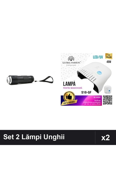 NAİLS Set 2 Lămpi UV/LED Unghii: Lanternă 12W și Profesională 48W Timer
