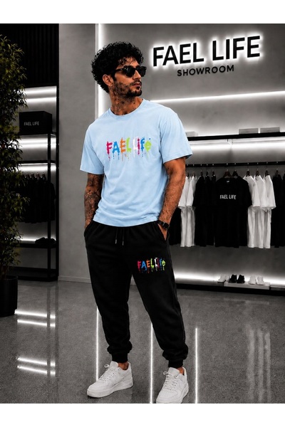 FAEL LİFE SET UNISEX CU TRICOU LARG ȘI PANTALONI DE TRENING CU IMPRIMEU COLOR...