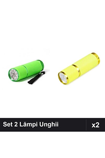 NAİLS Set 2 Lămpi LED/UV Mini Lanternă 9 Becuri pentru Uscare Unghii Gel Mani...