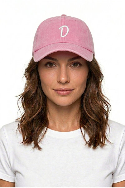 ŞapkaMania Letter D Powder Embroidered Washable Vintage Unisex Hat