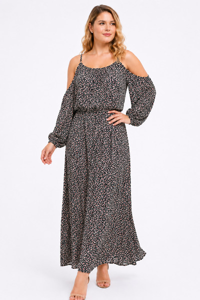 Şans Women's Large Size Black, Rope Strap, Off Shoulder, Waist Elastic Detail...
