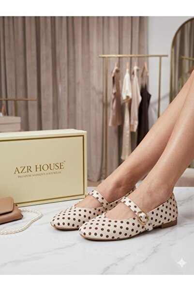 AZR Women's Polka Dot Buckle-Strapped Daily Comfortable Ballerinas