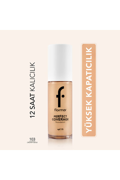Flormar Perfect Coverage Yoğun Pigmentli SPF15 Fondöten No: 103