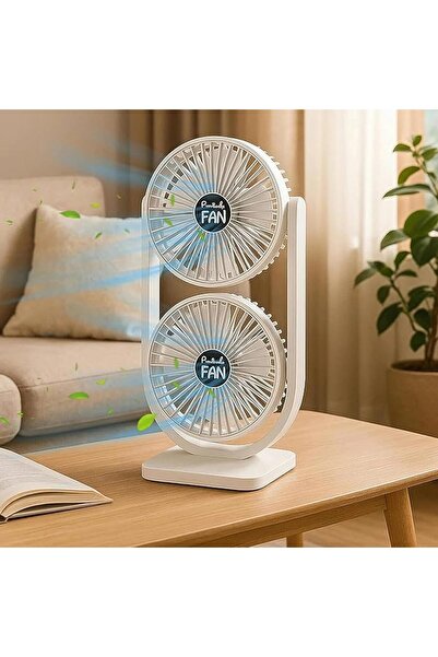 Urban URBANNX Desk Fan, USB Rechargeable Portable Fan with 2 Independent Fan ...