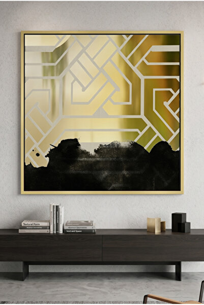 Jasmine Art Gold Geometric Abstract Islamic Wall Art | Framed Canvas Print wi...