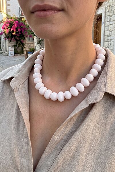 bacc White Big Stone Modern Style Ethnic Necklace