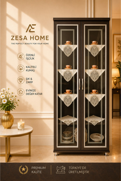 ZESA HOME 6 Piece Gardenia French Guipure Detailed Living Room Display Cabine...
