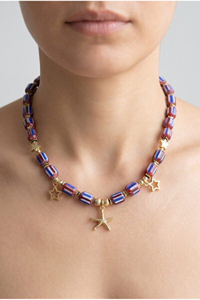 elinasaccessories Hint Boncuğu Kolye Deniz Yıldızı Yıldız Charm El Yapımı 14K...