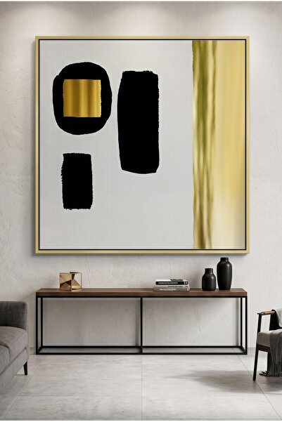 Jasmine Art Modern Minimalist Gold Geometric Wall Art | Framed Canvas Print w...