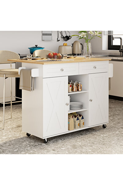 Topone1Topone1 Kitchen Island On Wheels, Rolling Kitchen Island Cart with Dro...