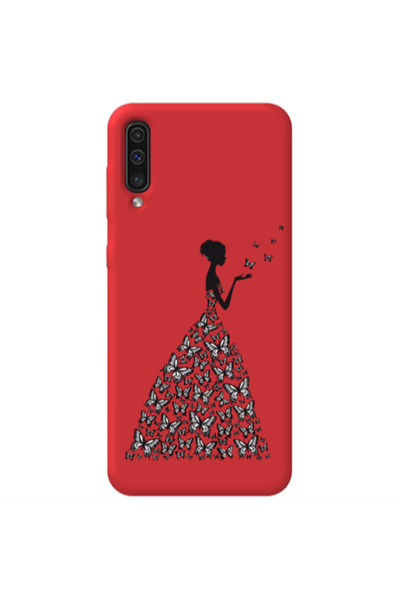 Other Samsung A70 Butterfly Girl Red Colored Silicone TPU Θήκη