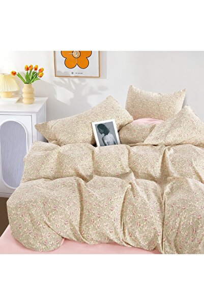 CHIRASO Set Lenjerie Pat CHIRASO, Bumbac, 4 Piese, Cearceaf cu ELASTIC 180x20...