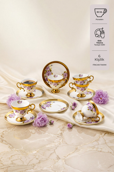 Emsan Rosarian 6 Kişilik Kahve Fincan Takımı 80 ml