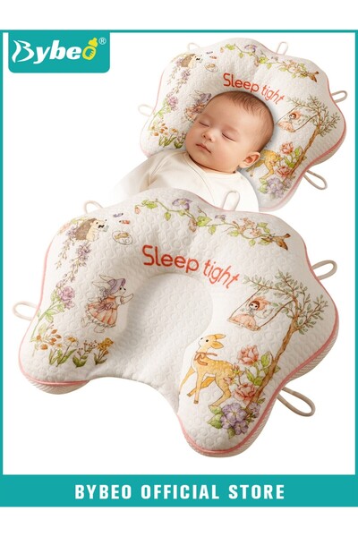 BYBEO Baby Head Shaping Pillow, Toddler Sleeping Pillow, Infant Spine Protect...