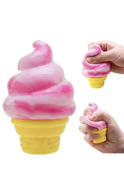 Needoh Schylling Ice Cream Cone - Sensory Squeeze Toy (Pink)