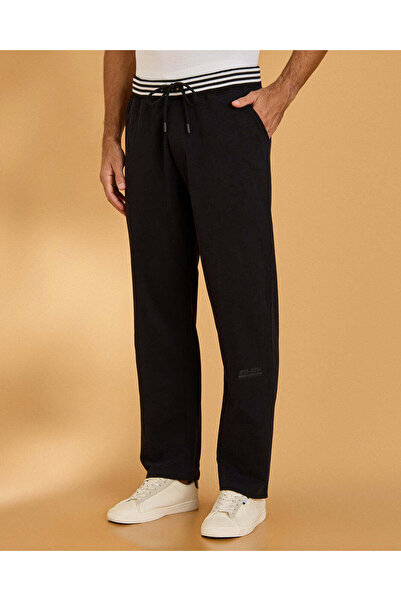 REDTAG Men Black Terry Lounge Pants