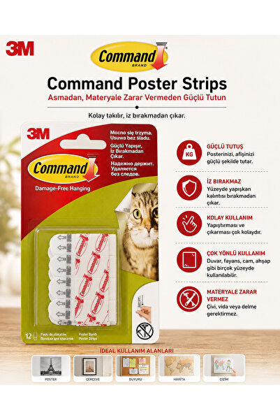 shop 12 ' Lİ 3M COMMAND İZ BIRAKMAYAN BANT