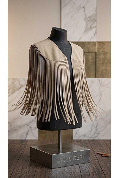 asus deri Chill Shawl - Bohemian Style Genuine Suede Leather Festival Shawl w...