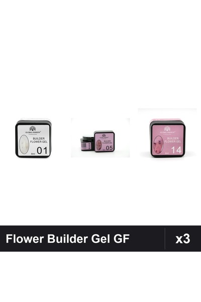 global fashion Set 3 Flower Builder Gel 8ml Nr.01,05,14 Constructie Unghii UV
