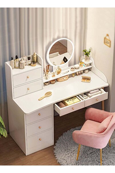 sharpdo LED Mirror Make up Table, Modern Minimalist Bedroom Dressing Table, V...