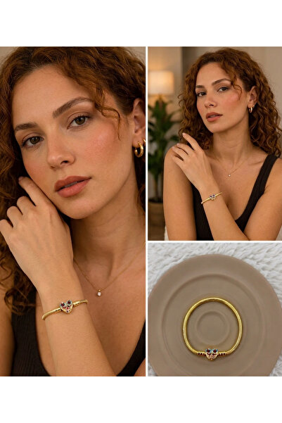 FM 💎   Premium Gold Color Stone 316L Steel Shiny Colorful Stone Detailed Hea...