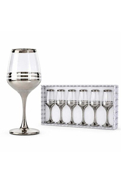 hey Pahar cu picior, set de 6, 20,5 cm, Sticlă, Model cu dungi din cristal ar...