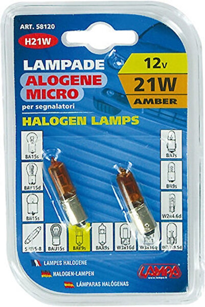 Lampa Σετ Λαμπών Αυτοκινήτου Μικρο-Λαμπάκια Κεχριμπαρένια H21W-BAY9s Αλογόνου...