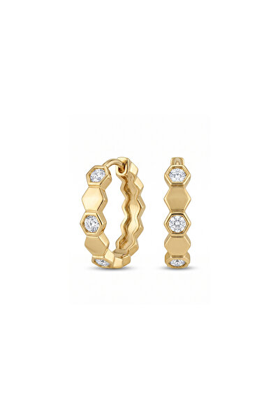 Charmist Steel Zircon Hoop Honeycomb Earrings