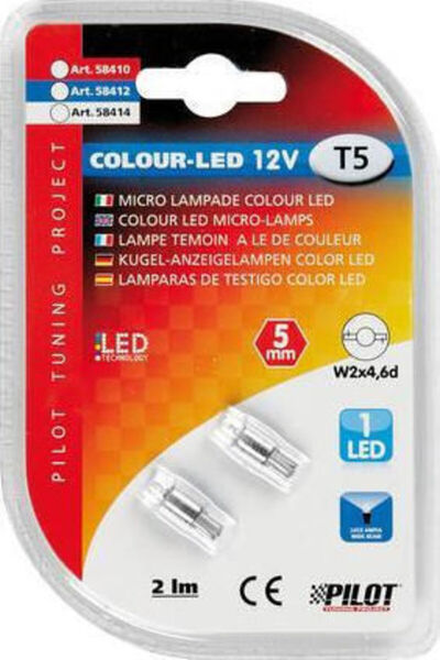 Lampa Λάμπες Αυτοκινήτου T5 LED Λευκές 12V 2 τεμάχια