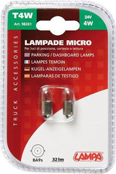 Lampa Λάμπες Αυτοκινήτου Μικρολάμπα T4W 24V 4W 2 τεμάχια