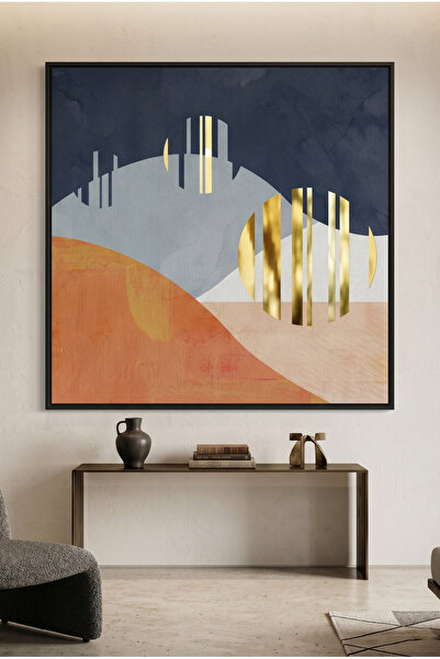 Jasmine Art Abstract Landscape Geometric Wall Art | Framed Canvas Print with ...