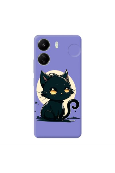 Other Xiaomi Redmi 13C Black Cat Purple Colored Silicone TPU Θήκη