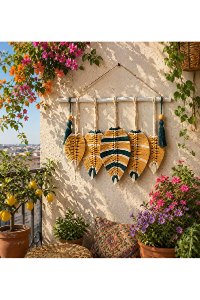 PİTİPİTİ Ev Tekstili ve Dekorasyon Alaçatı Stili Limon Sarısı Balkon Dekoru E...