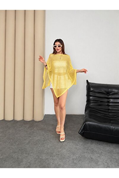 TOFİX textile Women's Oversized Openwork Mesh Knit Poncho Summer Beach Pareo ...