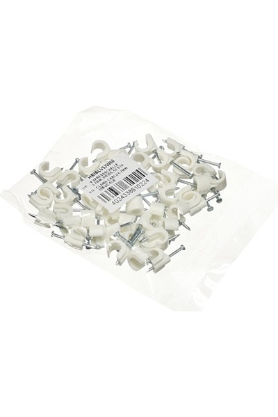 OEM Cleme clips fixare cablu 4-7 mm, cu cui, pachet 50 bucăți, culoare albă (...