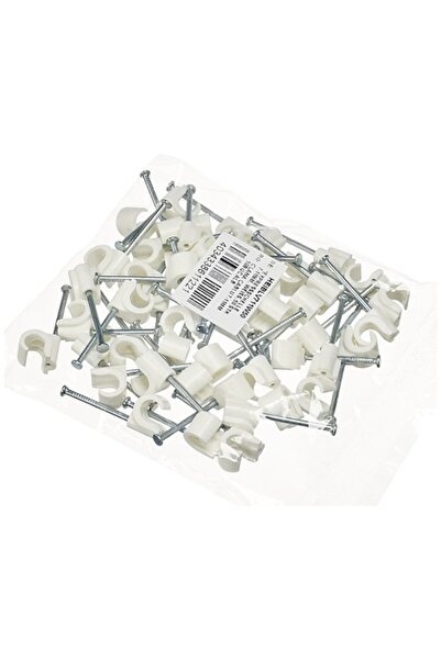 OEM Cleme clips fixare cablu 7-11 mm, cu cui, pachet 50 bucăți, culoare alb