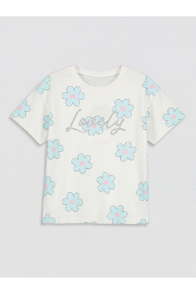 LC Waikiki Peak New Season Crew Neck Floral Print Girls' T-Shirt