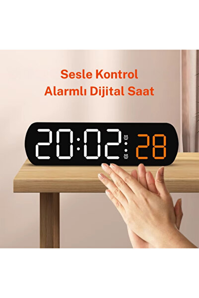 TeknoFaji Ses Kontrollü Dijital Alarmlı Saat Sıcaklık,Çift Alarm,Gece Modu 12...