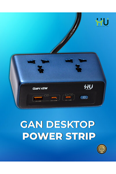 HU HAPPY USER GaN Desktop Power Strip – 2500W Power Strip with 45W USB Fast C...