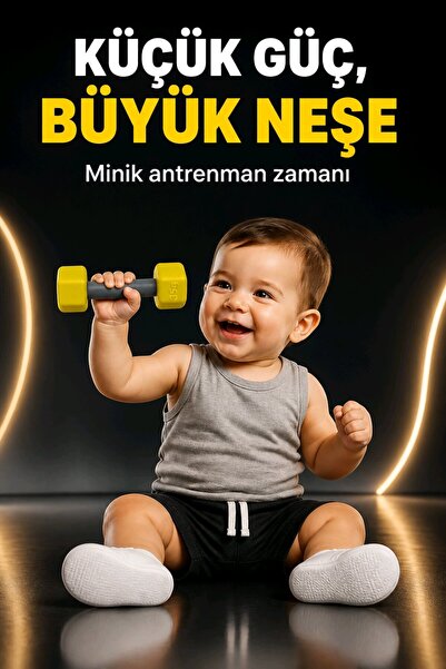 DIYMaX Bebek Çıngırağı Fitness Temalı Dumbell Oyuncak 14 cm Yenidoğan Baby Sh...