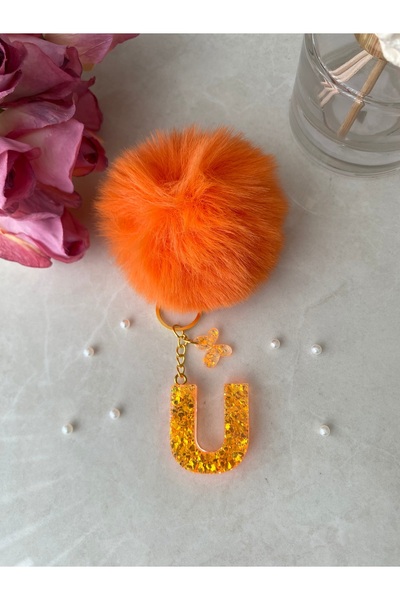 Bellinzona U Letter Vip Orange Orange Glitter Charm&Keychain [with Pompom Opt...